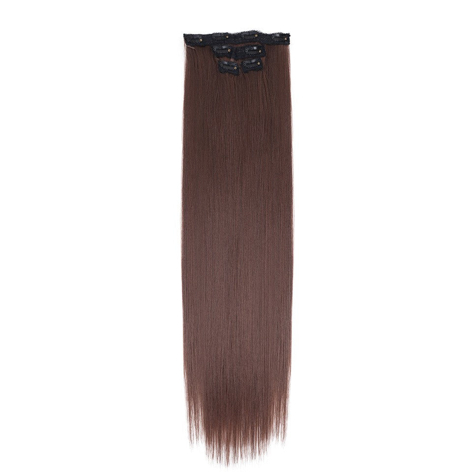 FASHION IDOL Long Straight Hairstyle 8 Clips In Hair Extensions Blonde 60CM Natural Synthetic Hair Daily Use Hairpiece Fake Hair