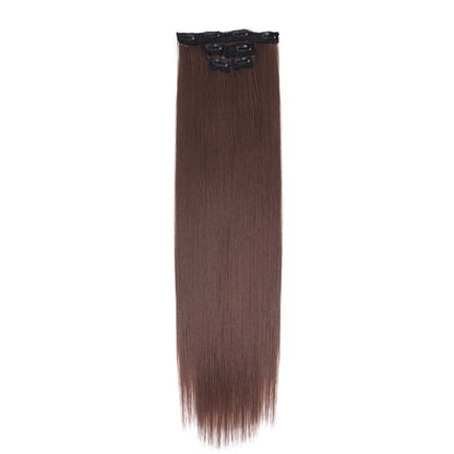FASHION IDOL Long Straight Hairstyle 8 Clips In Hair Extensions Blonde 60CM Natural Synthetic Hair Daily Use Hairpiece Fake Hair