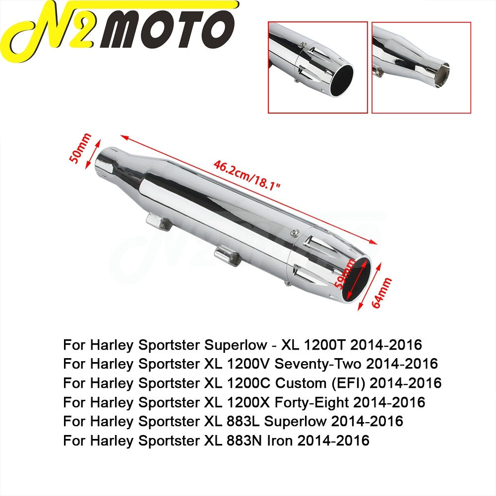 Chrome Exhaust System Motorcycle Muffler Exhaust Pipe For Harley Sportster Superlow XL1200T XL883L Iron XL883N 72 48 XL1200 V X