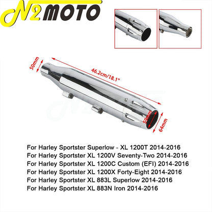 Chrome Exhaust System Motorcycle Muffler Exhaust Pipe For Harley Sportster Superlow XL1200T XL883L Iron XL883N 72 48 XL1200 V X