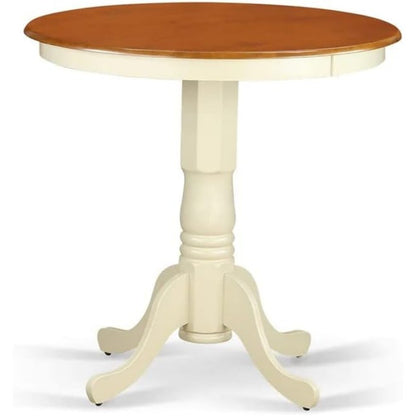 East West Furniture Jackson Round Counter Height Dining Table, 36 Inch Diameter, Black and Cherry Finish