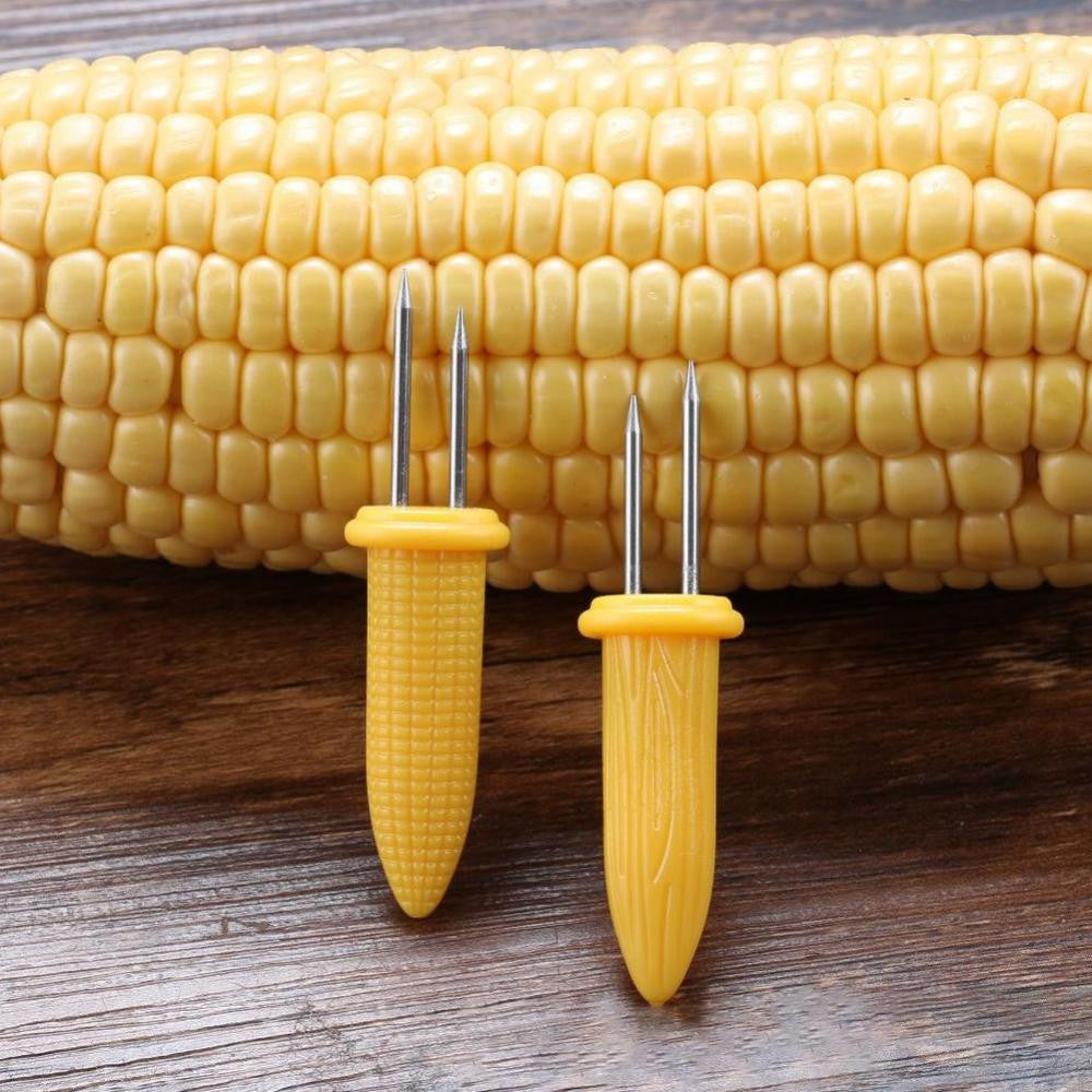 Stainless Steel Corn Forks Skewer Small BBQ Camping Corn Holders Heat-resistant Kitchen Accessories Outdoor Barbecue Tool