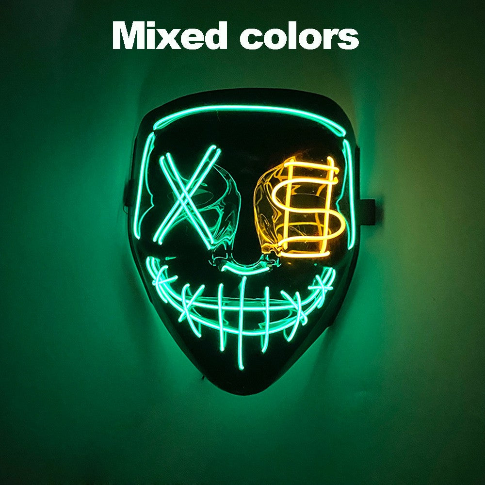 2026 Halloween Party Supplies Luminous LED Purge Mask Wireless EL Neon Light Full Face Mask Cosplay For Adult Glow In The Dark