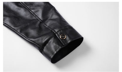 High-quality lapel and fleece leather jacket for men, fleece and thickened leather jacket for men, all-in-one fur dad coat