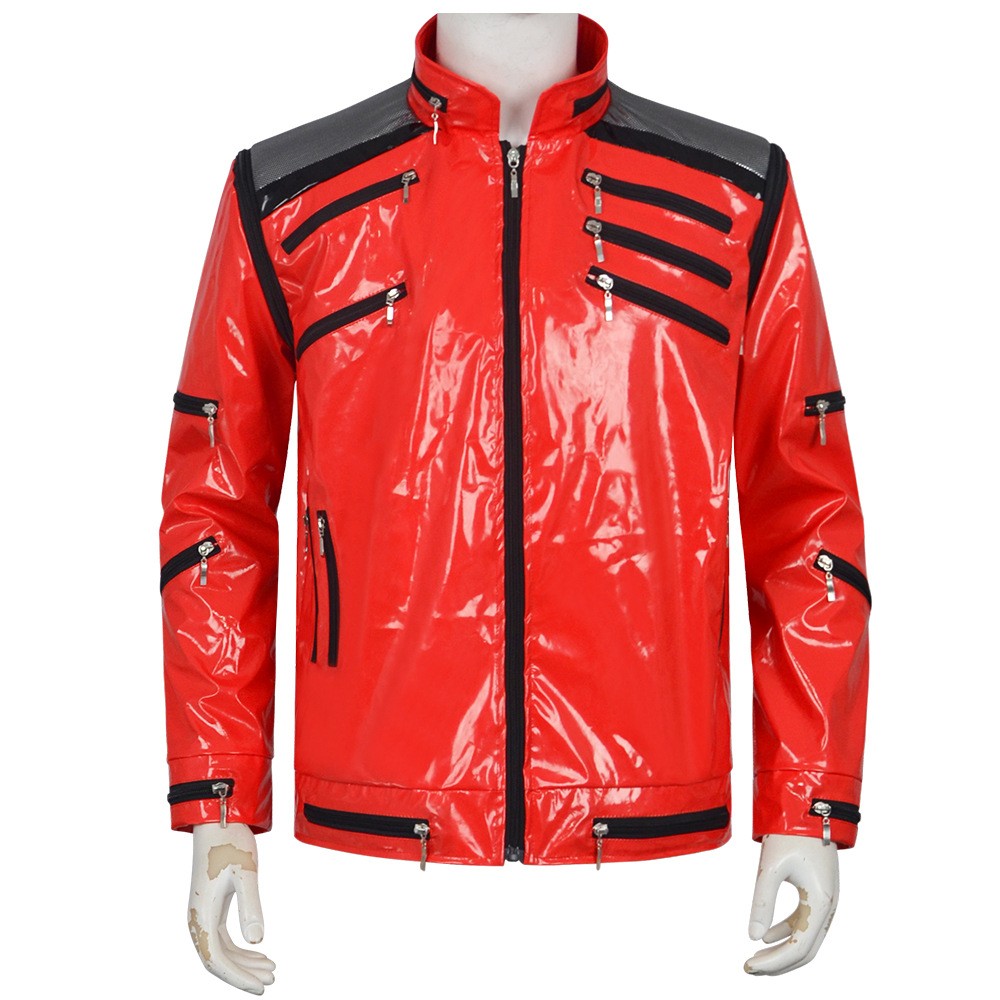 Classic Michael Joseph Jackson Leather Red Thrilling Jacket Halloween Birthday Gift Night Outwear