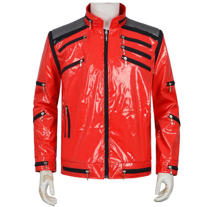 Classic Michael Joseph Jackson Leather Red Thrilling Jacket Halloween Birthday Gift Night Outwear