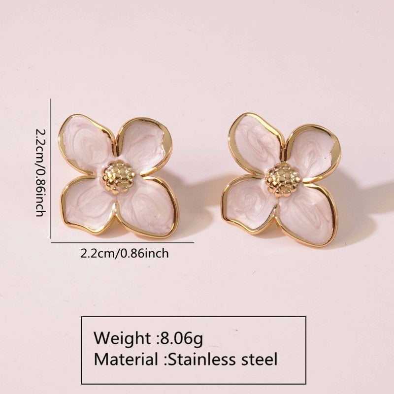 Brincos de Hibisco de Aço Inoxidável para Mulheres Meninas Brincos Vintage Românticos Joias da Moda Elegantes para Festa Presentes