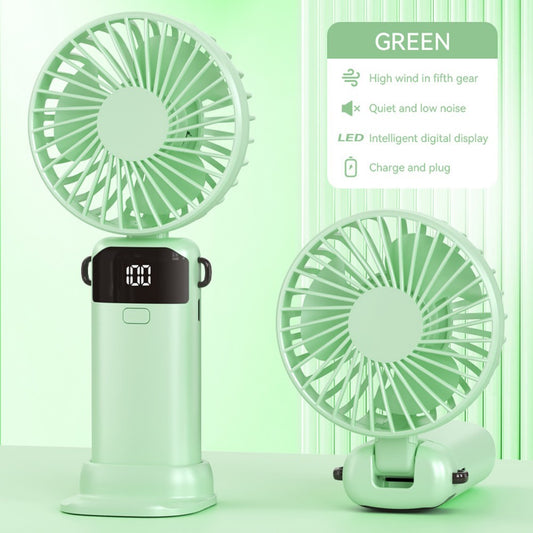 Mini Fan Type-c 1200mAh Rechargeable 90° Fold Cooling Portable Handheld Electric Fan Tudent Dormitory Led Digital Display Fans