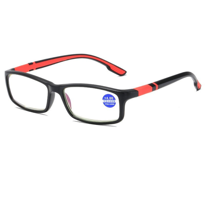 Óculos de Leitura Masculino Feminino Esportivo Antiluz Azul Armação TR90 Preta Vermelha Óculos Para Presbiopia +100 a +400