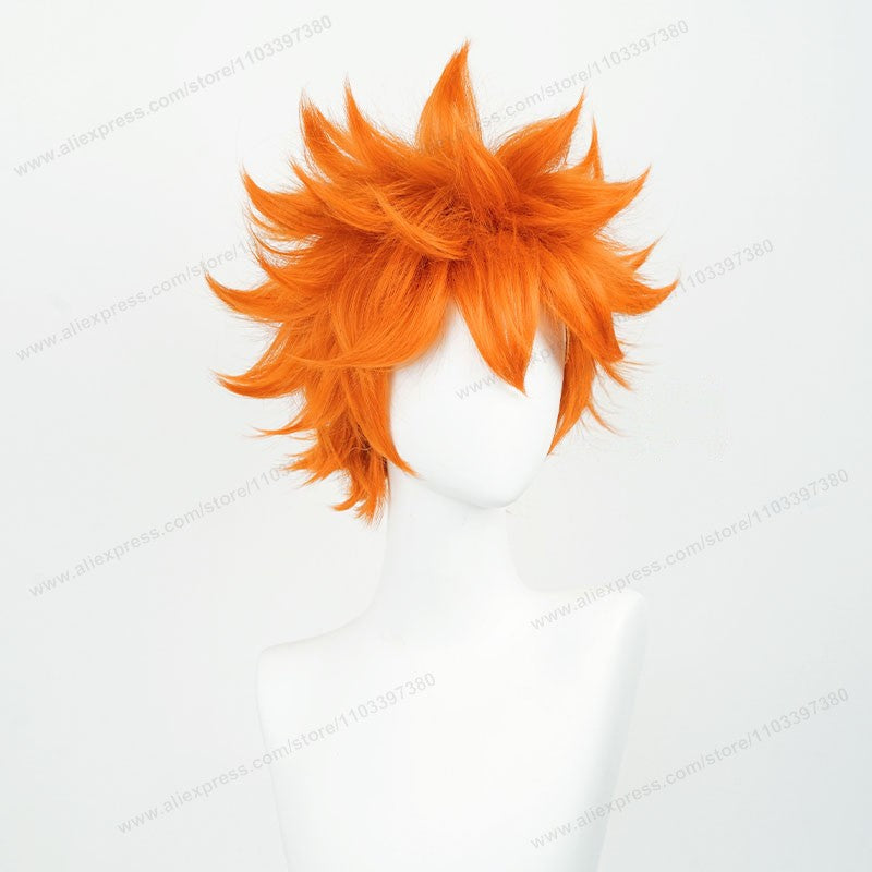 Peruca de Cosplay Hinata Shoyo 26cm Curta Cabelo Laranja Anime Shoyo Hinata Perucas Sintéticas Resistentes ao Calor