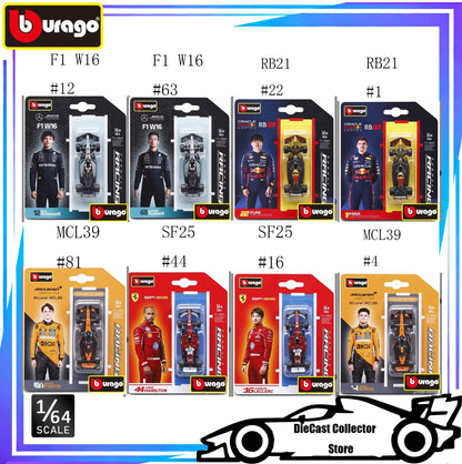 Bburago 1/64 2025 F1 SF-25 Leclerc-#16 Hamilton-#44 RB21 Verstappen-#1#22 MCL39#4#81 W16 Modelo em Liga Miniatura Diecast Brinquedo de Presente
