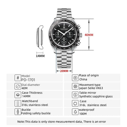 2025 New PAGANI DESIGN Mens Watches Top Brand Luxury Automatic Quartz Chronograph Waterproof Sport Stainless Steel Clock Relogio