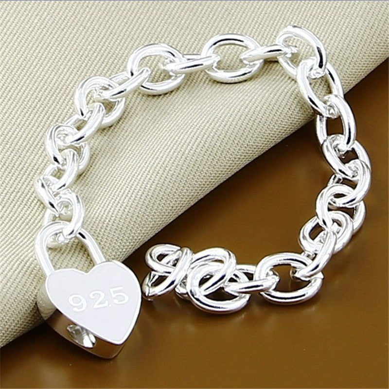 Pulseira Feminina 2023 Nova Moda Coração Cadeado Charm Bracelete Prata 925 Joia Fina Corrente Elo Y167
