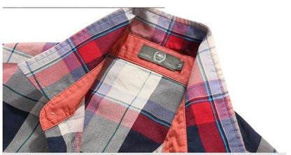 New Summer Men Short Sleeved Plaid Shirts Male Outdoor Multi Pockets Tooling Shirts Quality Man Cotton Loose Casual Cargo Shirts