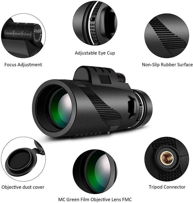 Telescópio Portátil Zoom HD 5000M Dobrável de Longa Distância Mini Potente para Caça Esportes Acampamento ao Ar Livre Viagem