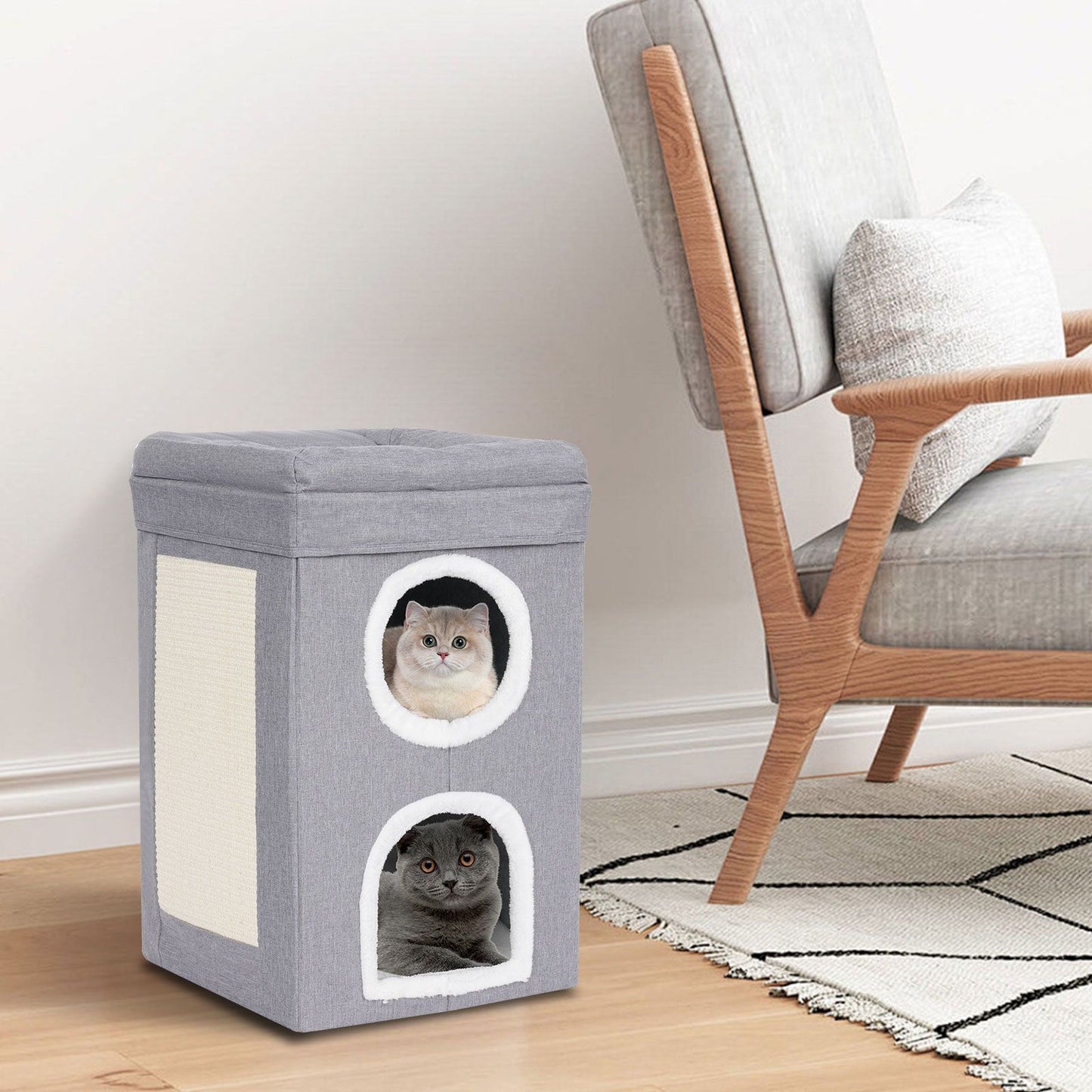 Casa para Gatos, Cama Interna para Gatos, Apartamento Moderno e Fofo para Gatos, Ninho Dobrável para Gatos - Cinza?para Uso Doméstico, Pet Shop