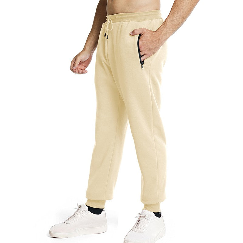 Novas Calças de Moletom Masculinas com Zíper Lateral Bolsos Jogger Calças de Treino Elástico Cintura Esporte Casual Calças Larga Fitness Academia Roupas