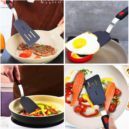 Espátula de Silicone para Panelas Antiaderentes Resistente a Altas Temperaturas, Espátula de Aço Inoxidável de Alta Qualidade para Fritar e Mexer, Utensílios de Cozinha