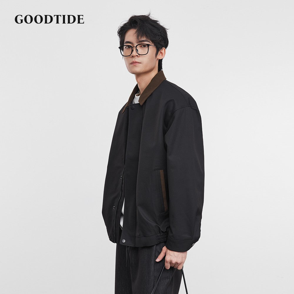 American Retro Men's Fashion Jacket 2025 Spring and Autumn New Loose Solid Color Lapel Workwear Top Men's Jacket