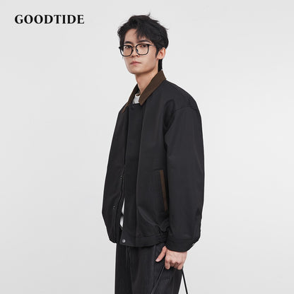 American Retro Men's Fashion Jacket 2025 Spring and Autumn New Loose Solid Color Lapel Workwear Top Men's Jacket