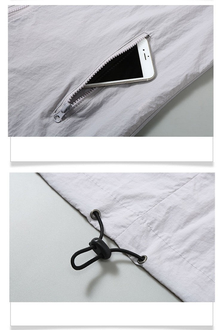 Men Teens Breathable Ultrathin Ultralight Stand Collar Quick Dry Sun-Protective Camping Hiking Jacket Skin Coat Windbreaker