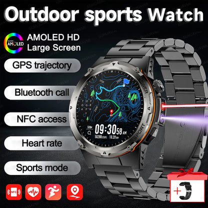 2026 Popular Outdoors GPS Sports Smart Watch Masculino Tela AMOLED Bússola à Prova D'água 500mAh NFC Chamada HD Smart Watch Para Homens T-REX 3