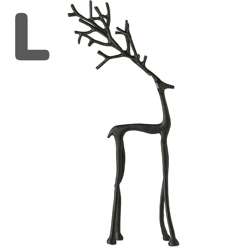 1pc Classic Elegant Black Letter Deer Figurine - Christmas Tree Topper & Year-Round Decor, Durable Plastic Home Gift