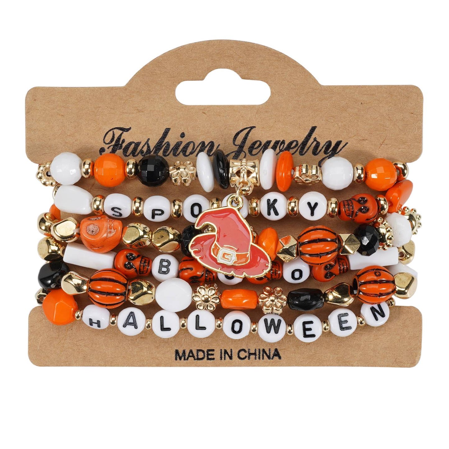 1/2pcs Halloween Bracelet Artificial Crystal Soft Ceramic Bead Bracelet Pumpkin Ghost Bat Hat Pendant Party Bracelet