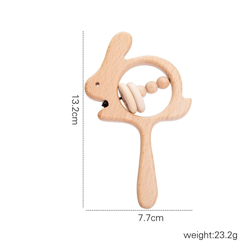 Baby Wooden Koala Hand Rattles Teether Toys Wooden Ring Montessori Toys Owl Shape Musical Rattle  for Baby Gifts Teething Toys