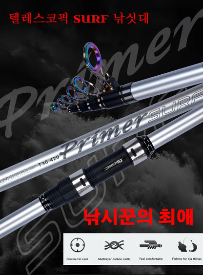 BIUTIFU Varas Telescópicas de Pesca de Surf 3.9/4.2/4.5/5.0/5.3m Carbono 30T Viagem Spinning Potência 60-200g Lançamento Surfcasting Pesca de Costa