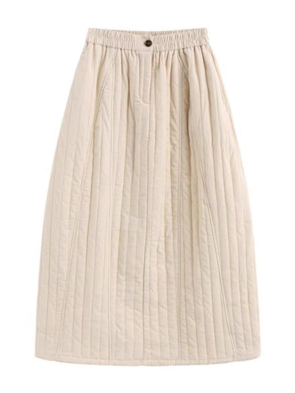 Thiened Cotton f Skirt Women's Retro Artistic Simple Match Mid-Length Cotton Skirts Commute Sle  And Pear Body pes