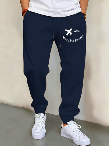 We Will Dare To Dream Design Men'S Elastic Waist Pants Jogger Fleece Drawstring Long Pant Fashion Casual Male Sports Sweatpants