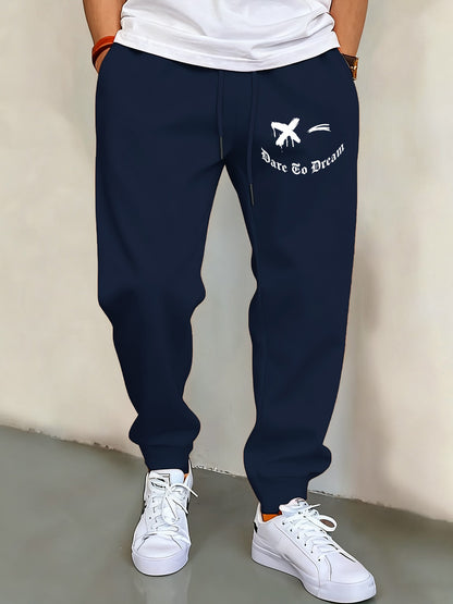 We Will Dare To Dream Design Men'S Elastic Waist Pants Jogger Fleece Drawstring Long Pant Fashion Casual Male Sports Sweatpants