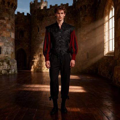 Mens Tudor Doublet Vest Victorian Medieval Renaissance Tudor Prince King Costume Ren Faire Jerkin Vest Waistcoat