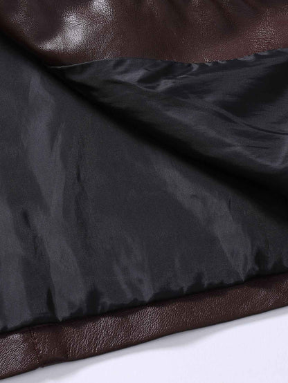 2024 Spring New Men's Business Casual Slim Long-sleeved Pu Leather Jacket Jacket Side Seam Pocket Zipper Solid Color