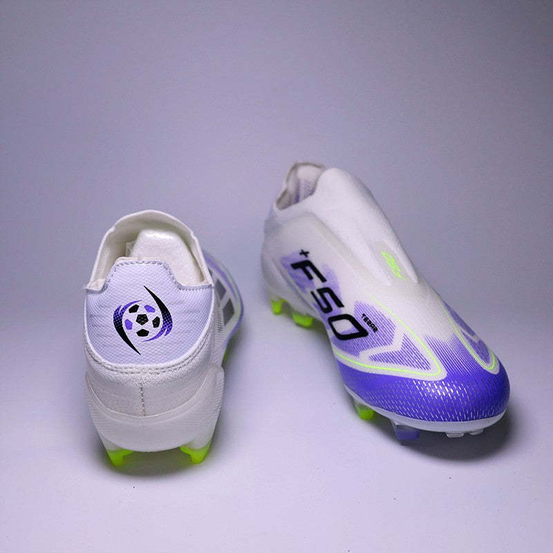 SLIP-ON Mens Soccer Shoes Non-Slip Turf Soccer Cleats for Youth  Without-Lace TF/FG Training Football Boots Chuteira Campo 35-45