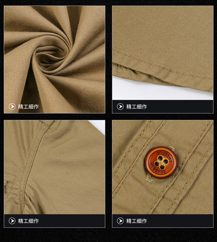 Men Summer Short Sleeved Shirts Multi Pockets Military Tooling Shirts New Male Cotton Outdoor Casual Shirts Size 5XL