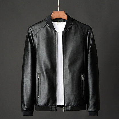 Big size leather jacket men's autumn stand collar men's leather jacket fat guy leather jacket youth motorcycle leather jacket