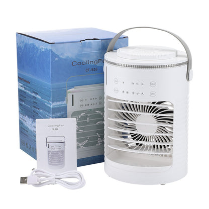 Ar Condicionado Portátil Ventilador de Mesa Spray Duplo Atomização Ultrassônica 3/4 Velocidades Silencioso Refrigerador de Ar Luz Noturna Ventilador Elétrico Doméstico