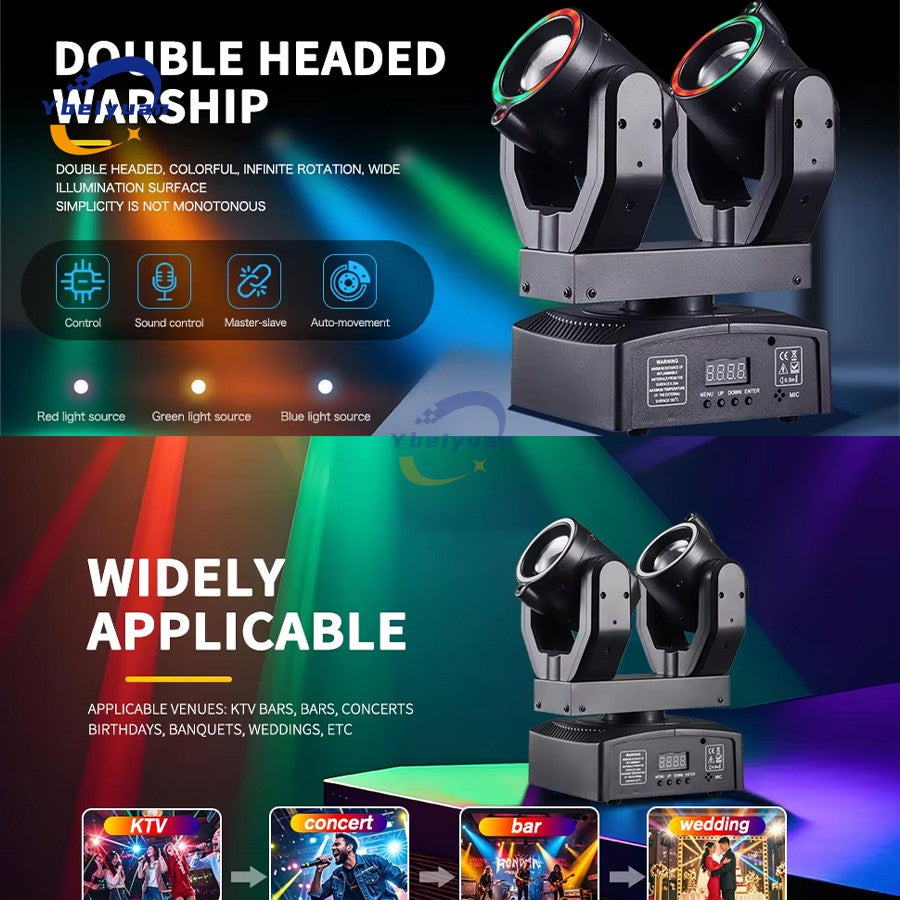 New Double Head Moving Head Beam Light With Aperture Remote Control DMX512 DJ Disco Bar Christmas Birthday Party Effect Light