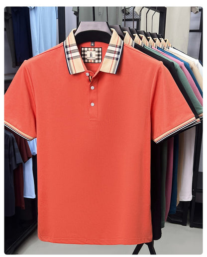 Luxury brand short sleeve polo shirt men fashion simple solid color summer new mercerized cotton breathable casual lapel T shirt