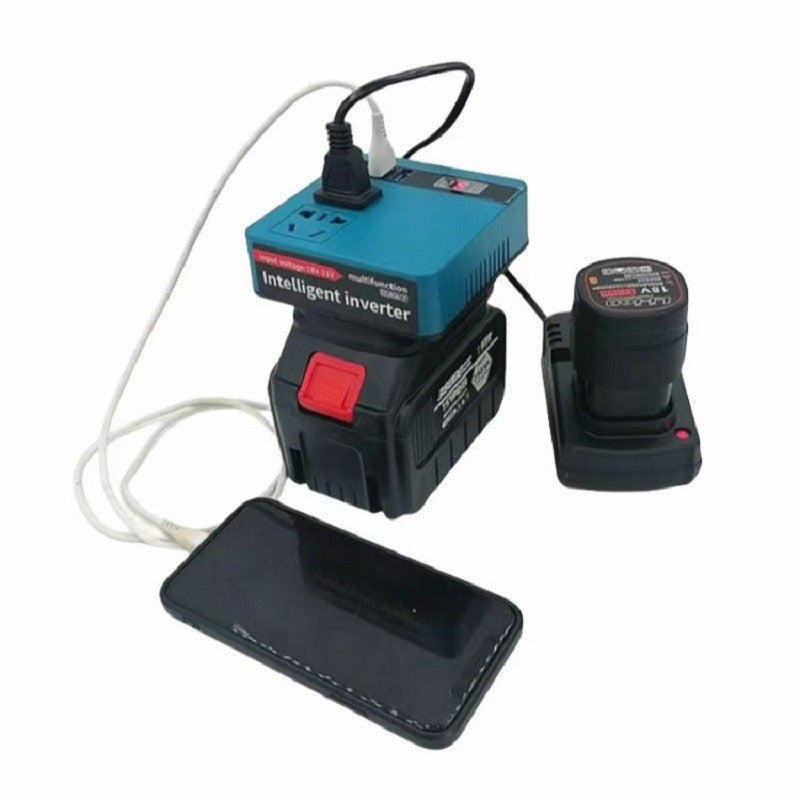 Banco de Potência Inversor com Bateria de Lítio, AC220V/DC5V/21V Ferramenta Elétrica Transformadora Inteligente Multifuncional para Uso Externo e Doméstico