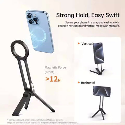 Magnetic Ring Plastic Phone Holder with Adjustable Ring Magnetic Buckle Foldable Phone Holder for Magsafe Mountaineering Buckle