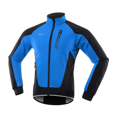 Arsuxeo Men Cycle Jacket Waterproof Windproof Thermal Fleece Bike Jersey MTB Bicycle Riding Running Autumn Winter Jacket Coat