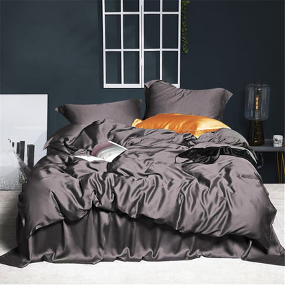 Lofuka Top Grade 100% Silk Green Bedding Set Queen King Silky Sexy Honeymoon Duvet Cover Bed Linen Flat Sheet Pillowcase