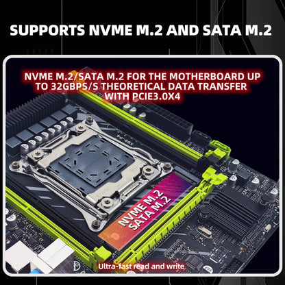 Kit Placa Mãe ZSUS X99 P4 com Processador Intel LGA2011-3 Xeon E5 2680 V4 Memória RAM DDR4 16GB (1*16GB) 2133MHZ NVME M.2 SATA