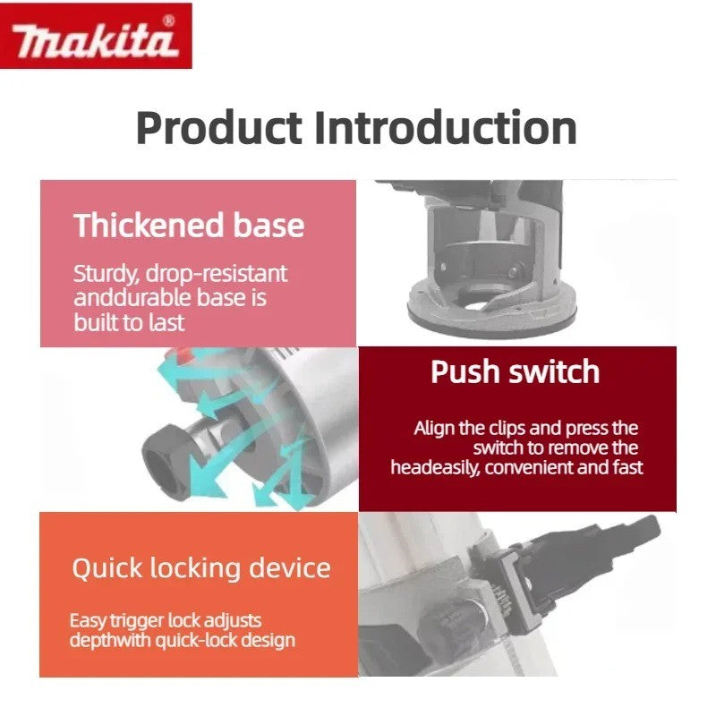 Makita DRT50 18V LXT Aparafusadora sem Fio, Motor sem Escovas, Ferramenta Profissional Recarregável para Entalhar e Fresar, Aparador de Bordas