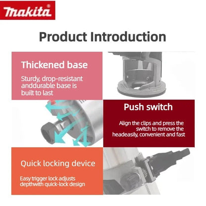Makita DRT50 18V LXT Aparafusadora sem Fio, Motor sem Escovas, Ferramenta Profissional Recarregável para Entalhar e Fresar, Aparador de Bordas