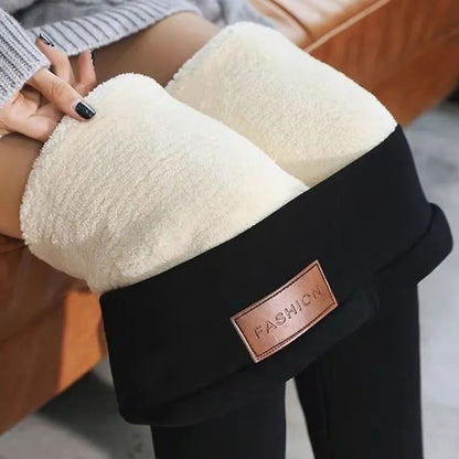 Winter Lady Snow Warm High Waist Pants Girls Fleece Thicken Straight Leg Trousers Women Slim Fit Thermal Plush Pants