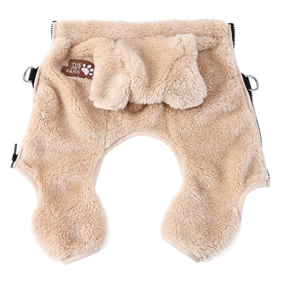 Soft Fleece Dog Clothes Winter Four Legs Covered  Plush Pet Coat D-Ring Zipper Puppy Jacket Autumn Overall For Small Middle Dog